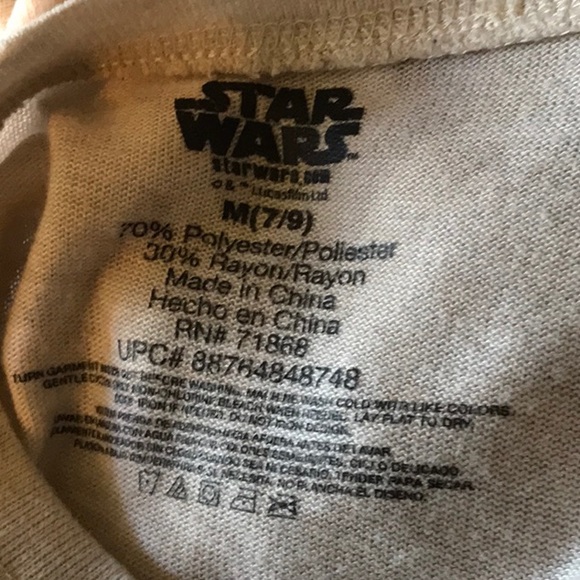 Star Wars shirt size medium 7/9 beige black BB8 - Picture 5 of 5